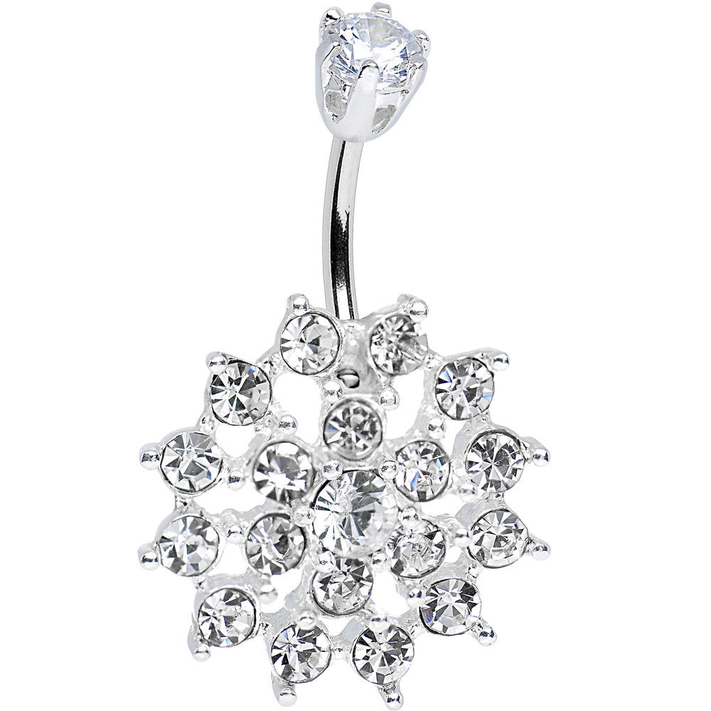 925 Sterling Silver Clear CZ Sparkling Fortuna Star Belly Ring