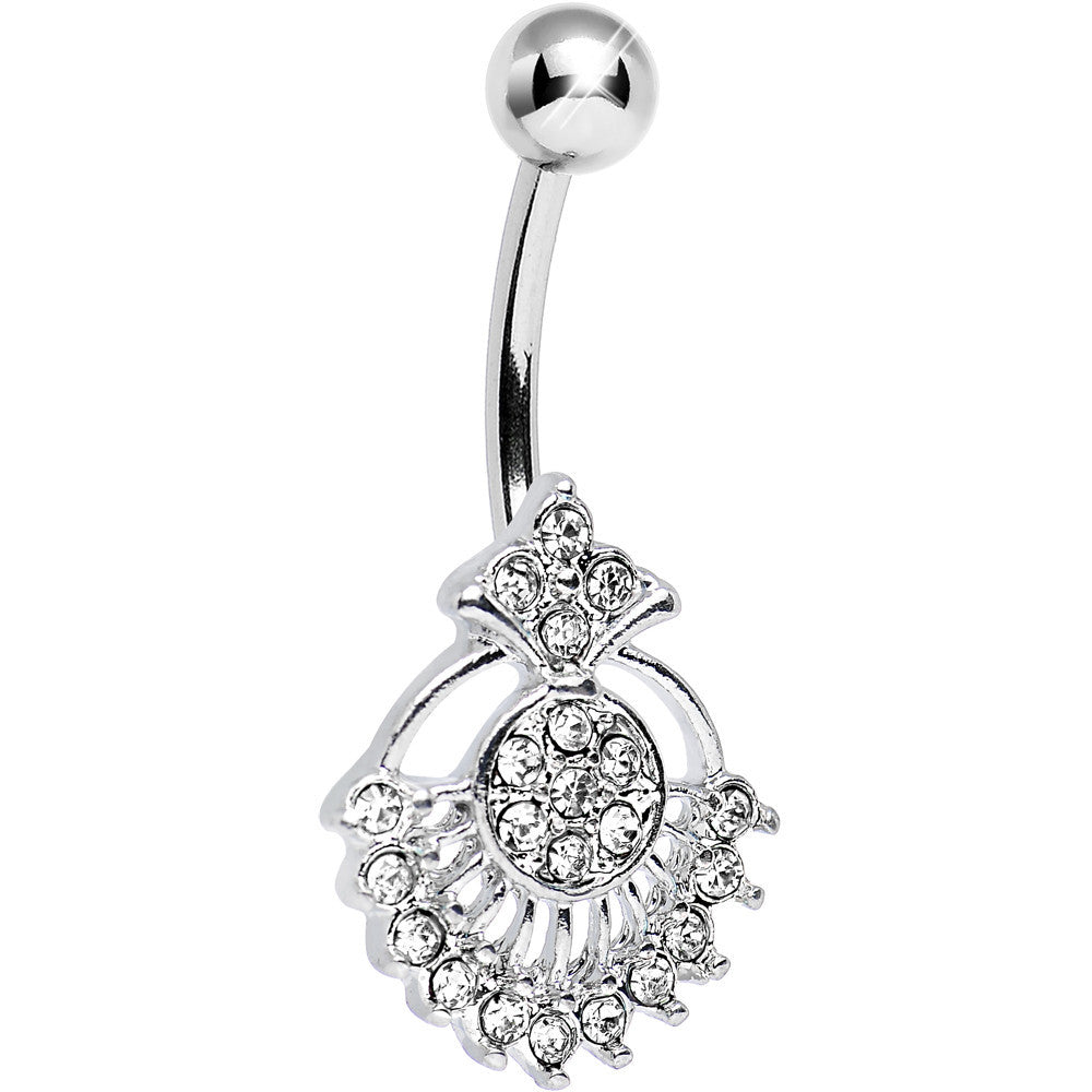 Clear Crystal Sparkling Victoriana Opera Fan Belly Ring