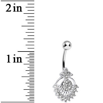 Clear Crystal Sparkling Victoriana Opera Fan Belly Ring