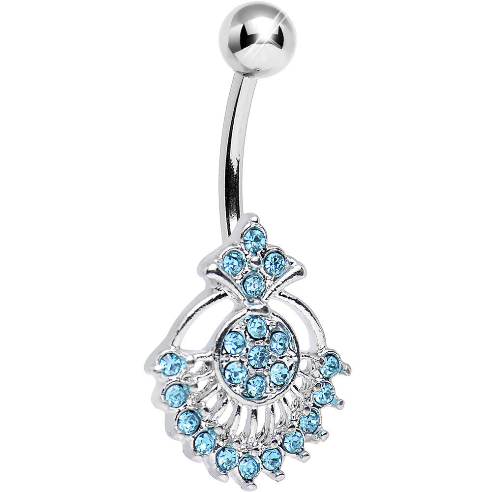 Aqua Crystal Sparkling Victoriana Opera Fan Belly Ring