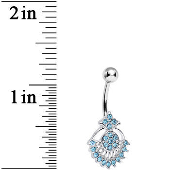 Aqua Crystal Sparkling Victoriana Opera Fan Belly Ring