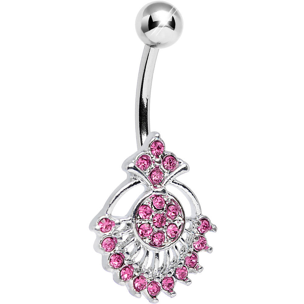 Pink Crystal Sparkling Victoriana Opera Fan Belly Ring