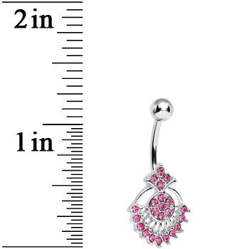 Pink Crystal Sparkling Victoriana Opera Fan Belly Ring