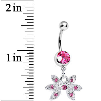 Pink Gem New Orleans Mardi Gras Mask Dangle Belly Ring