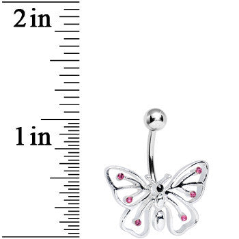 Pink Gem Summer Solstice Hollow Wing Butterfly Belly Ring