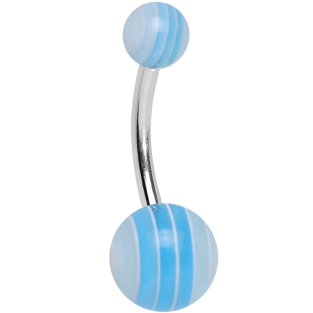 Acrylic Summertime Sky Blue Striped Belly Ring