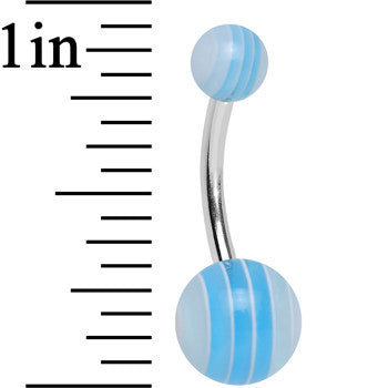 Acrylic Summertime Sky Blue Striped Belly Ring