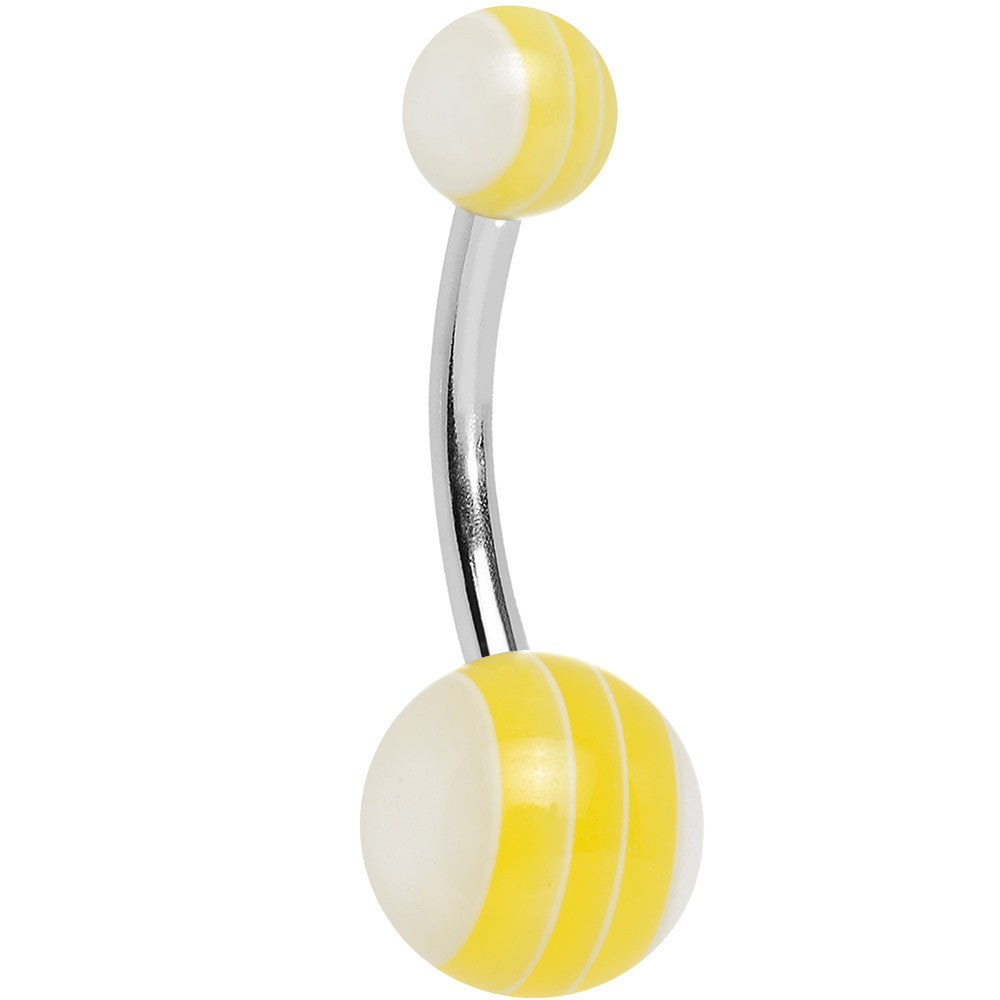 Acrylic Dandelion Yellow Striped Belly Ring