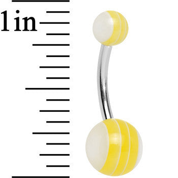 Acrylic Dandelion Yellow Striped Belly Ring