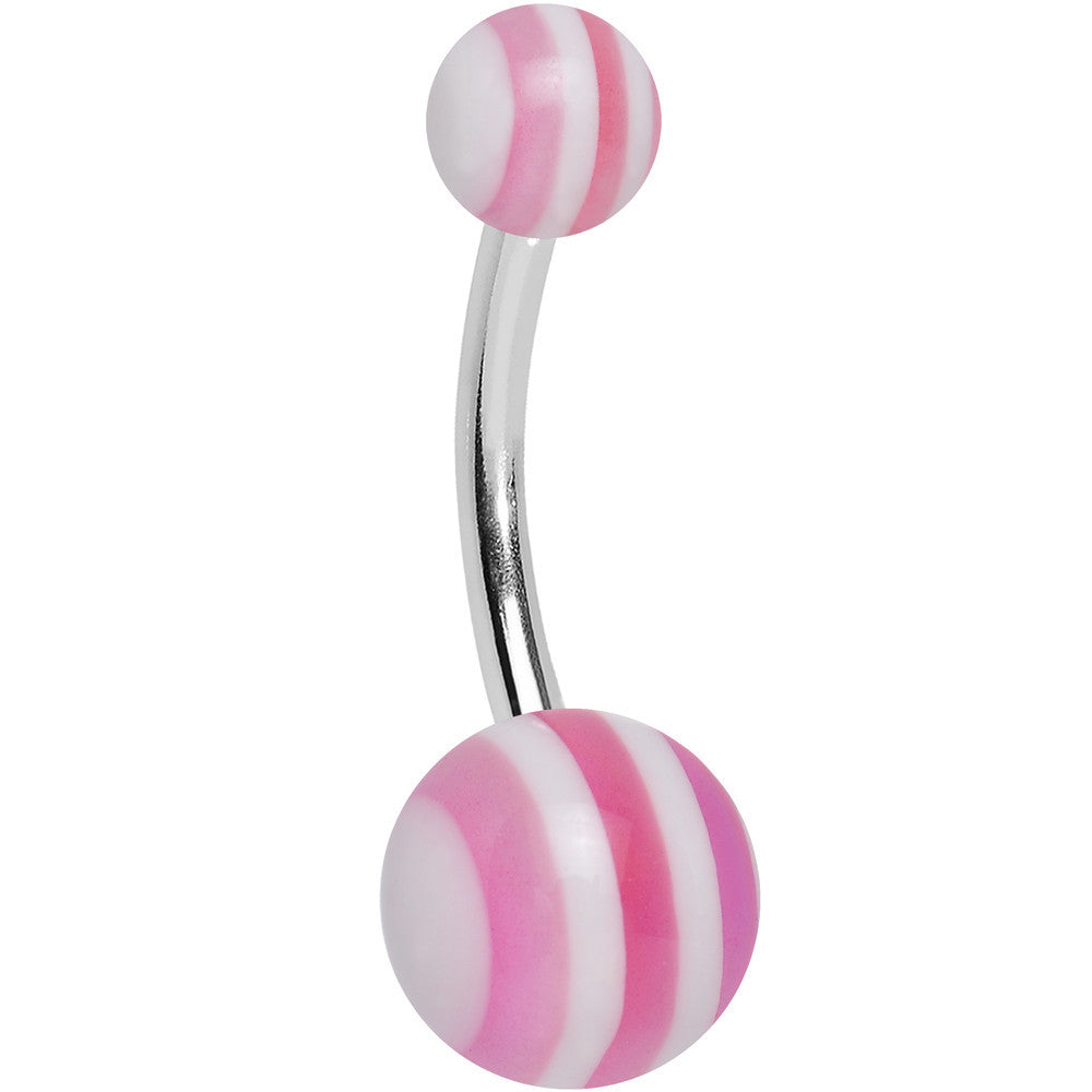 Acrylic Full of Sweetness Pink Striped Belly Ring