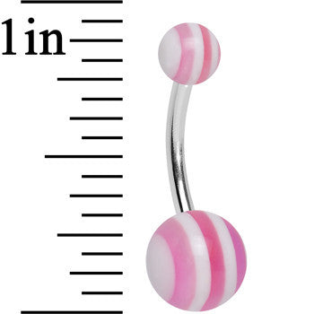 Acrylic Full of Sweetness Pink Striped Belly Ring