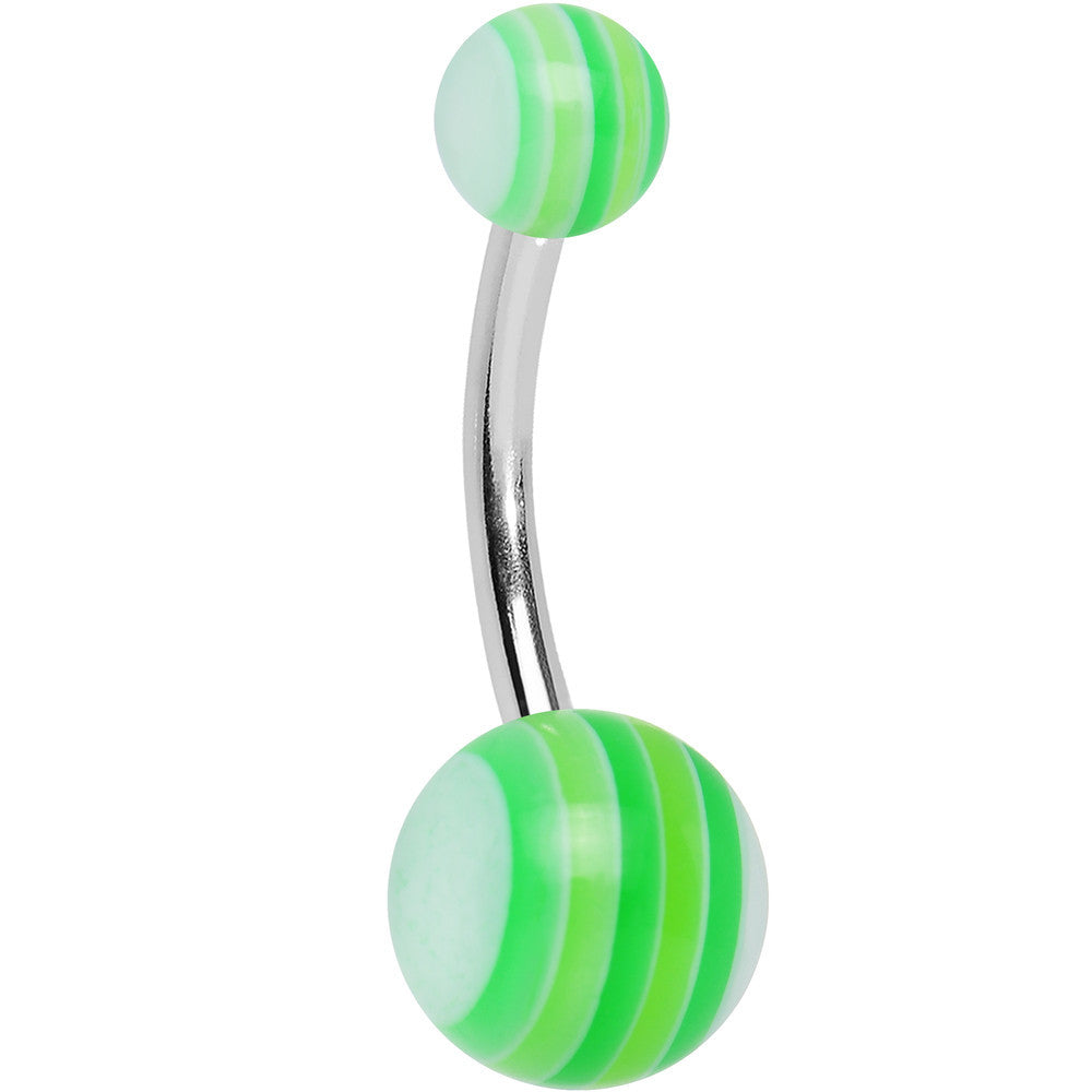 Acrylic Girly Green Eco Friendly Striped Belly Ring