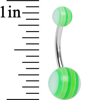 Acrylic Girly Green Eco Friendly Striped Belly Ring