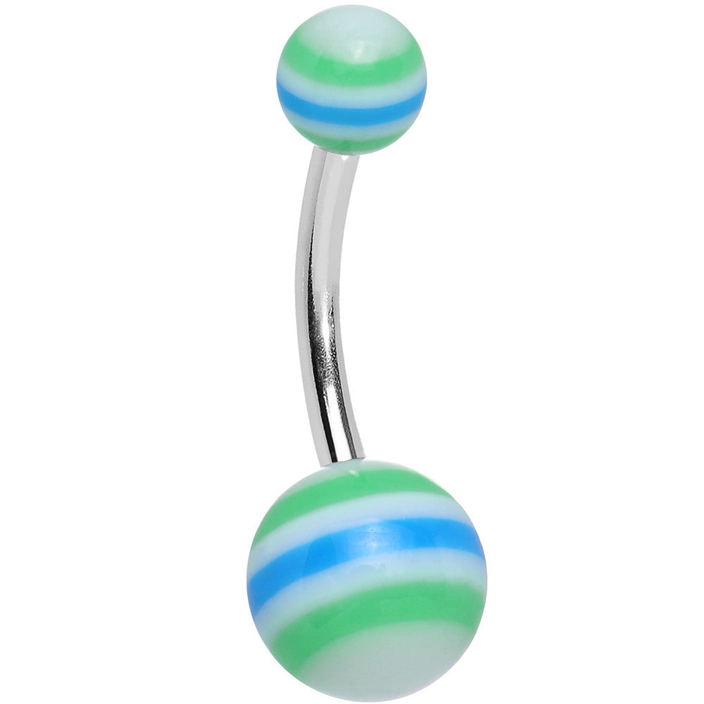 Acrylic Planetary Striped Green and Blue Belly Ring