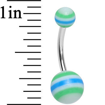 Acrylic Planetary Striped Green and Blue Belly Ring