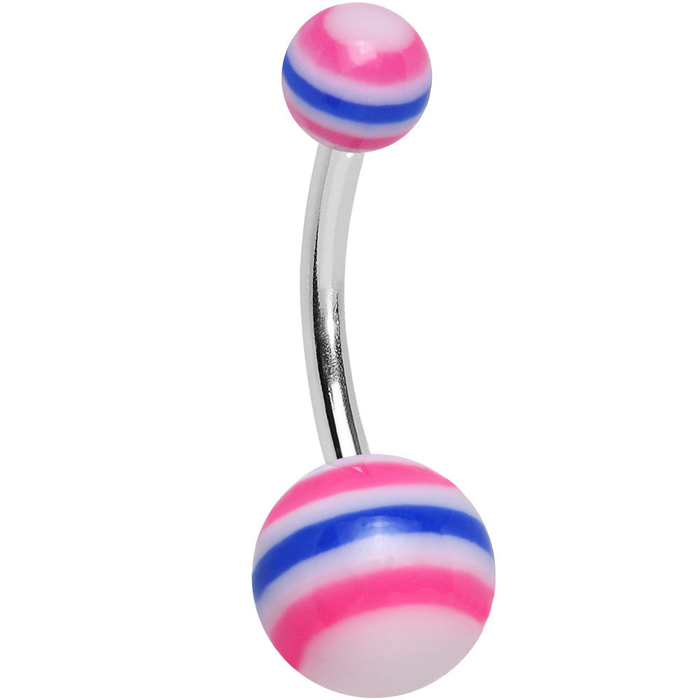 Acrylic Balanced Brightness Pink and Blue Striped Belly Ring