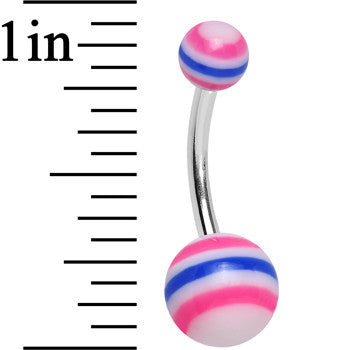 Acrylic Balanced Brightness Pink and Blue Striped Belly Ring