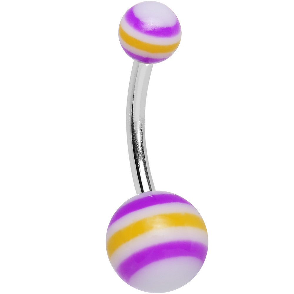 Acrylic Pink and Yellow Tranquil Sunset Striped Belly Ring