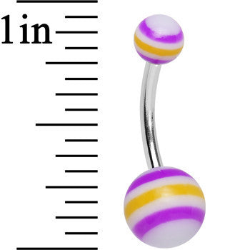 Acrylic Pink and Yellow Tranquil Sunset Striped Belly Ring