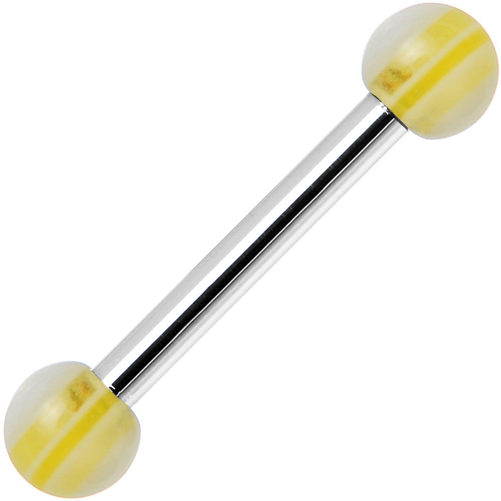 18 Gauge Acrylic Eureka Yellow Stripe Straight Barbell Eyebrow Ring