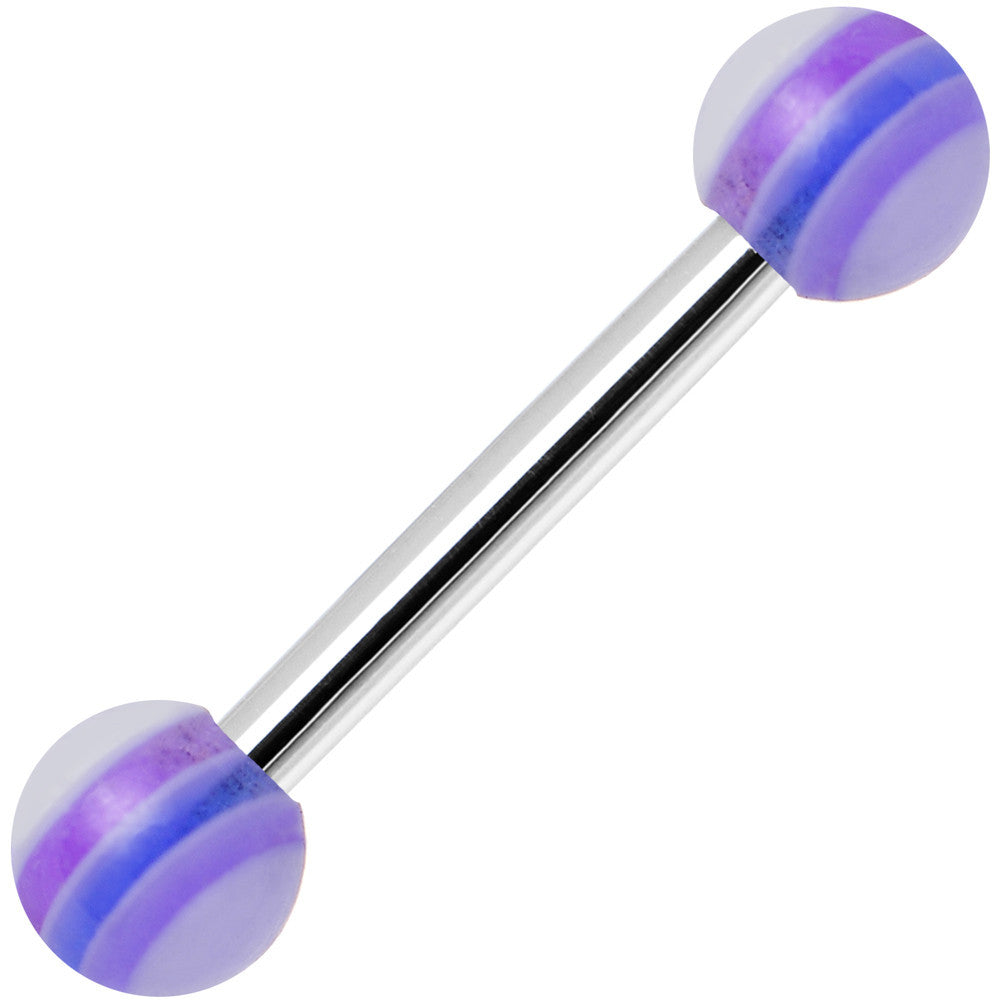 18 Gauge Acrylic Plum Purple Stripe Straight Barbell Eyebrow Ring