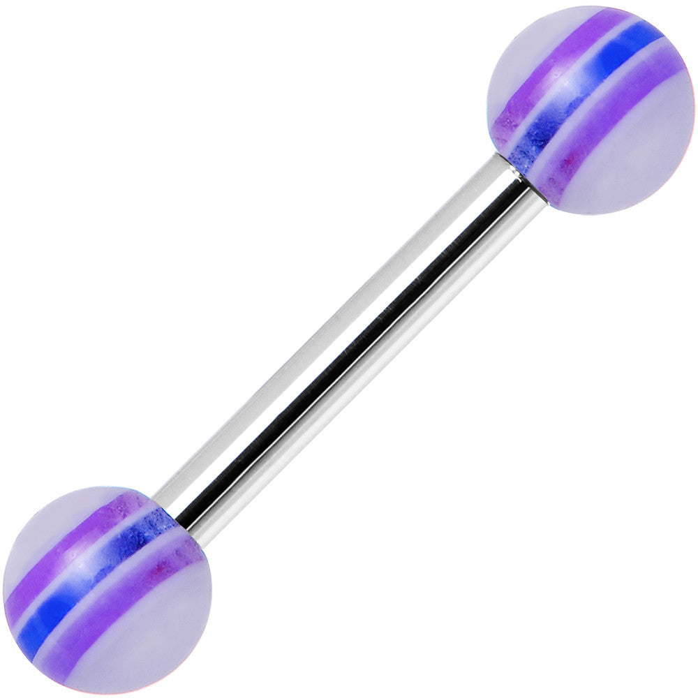 18 Gauge Acrylic Purple Pinstripe Acrylic Straight Barbell Eyebrow Ring