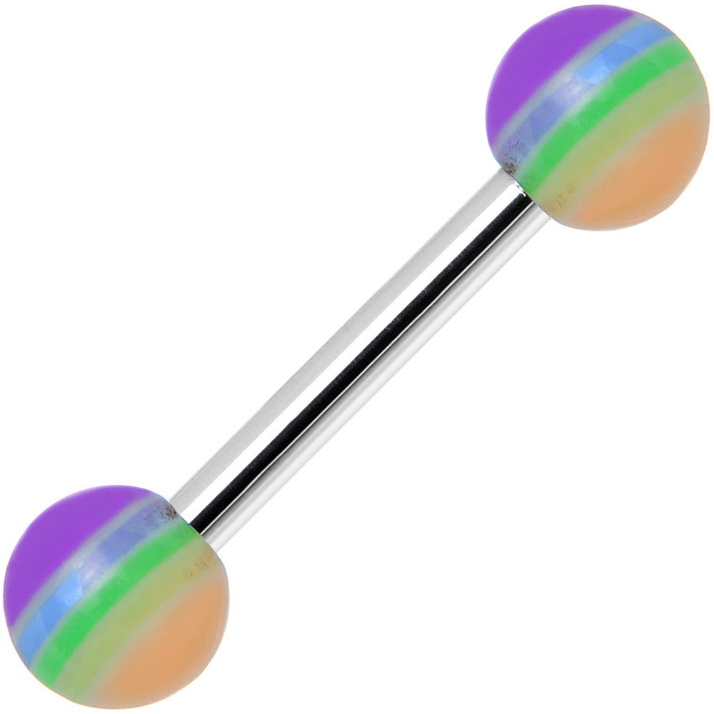 18 Gauge Acrylic Faded Rainbow Stripe Straight Barbell Eyebrow Ring