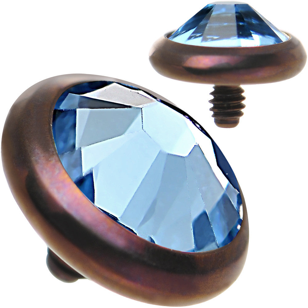 14 Gauge 5mm Aqua Gem Bronze Anodized Titanium Dermal Top