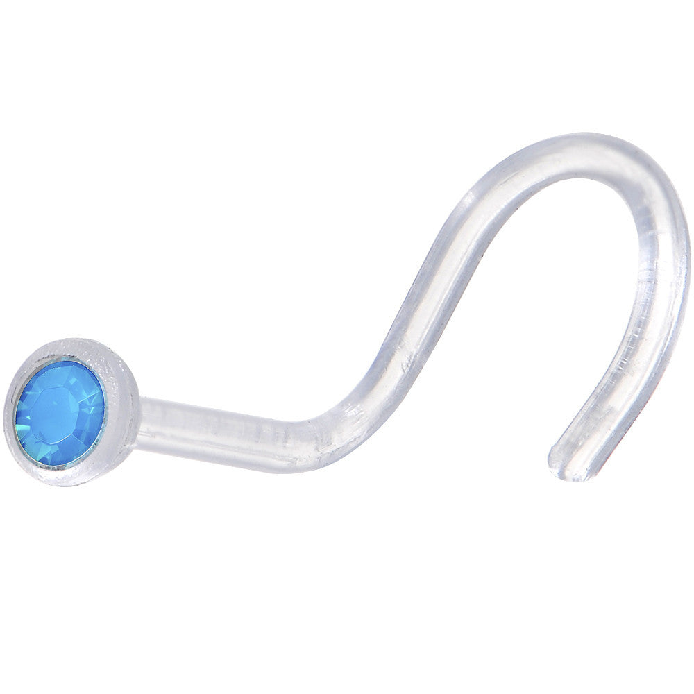 Clear Bioplast Caribbean Blue Nose Screw Created with Crystals