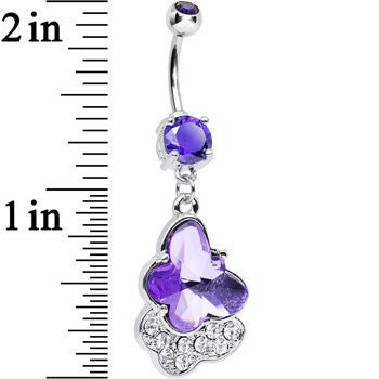 Tanzanite Cubic Zirconia Double Layered Butterfly Dangle Belly Ring