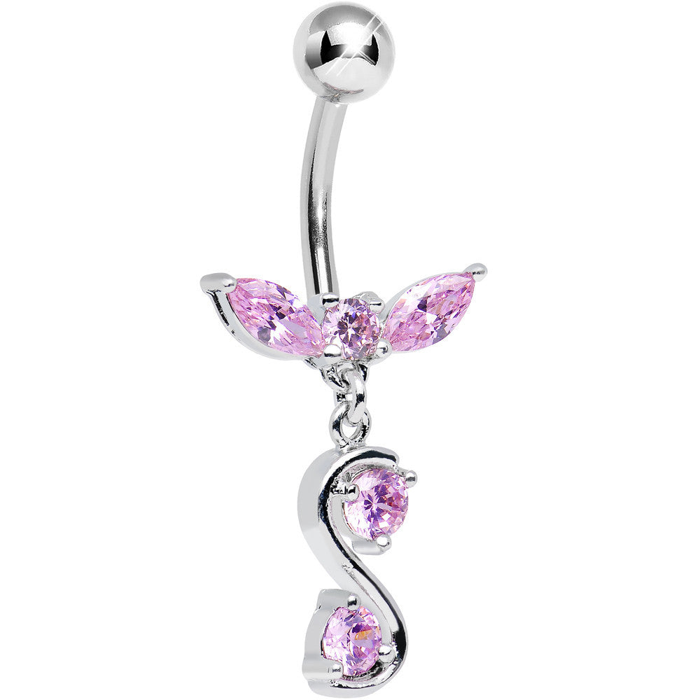 Pink Cubic Zirconia Flight to Infinity Dangle Belly Ring