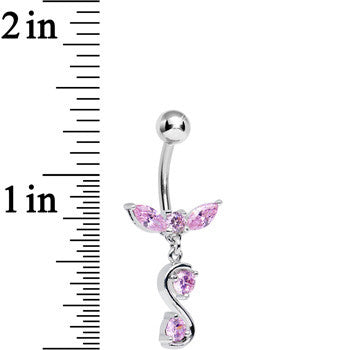 Pink Cubic Zirconia Flight to Infinity Dangle Belly Ring