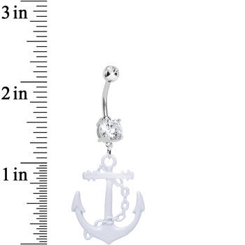 Clear Gem Sailor Bride White Anchor Dangle Belly Ring