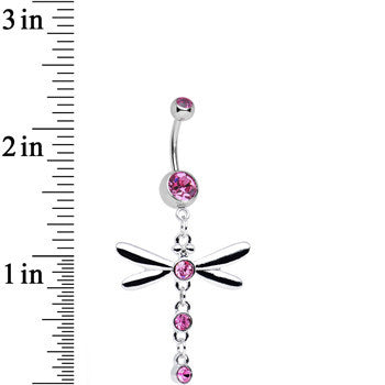 Pink Gem Midnight in the Bayou Dragonfly Dangle Belly Ring