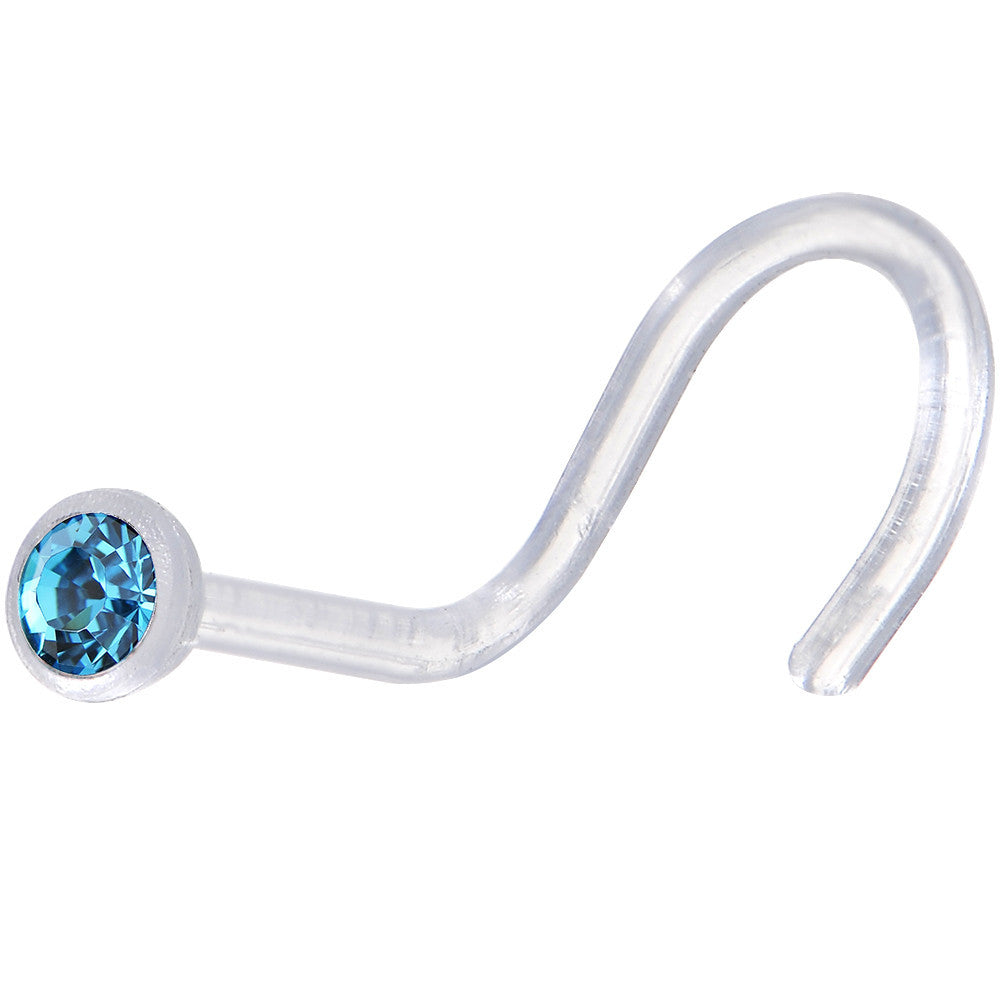 Indicolite Clear Bioplast Nose Screw Created with Crystals