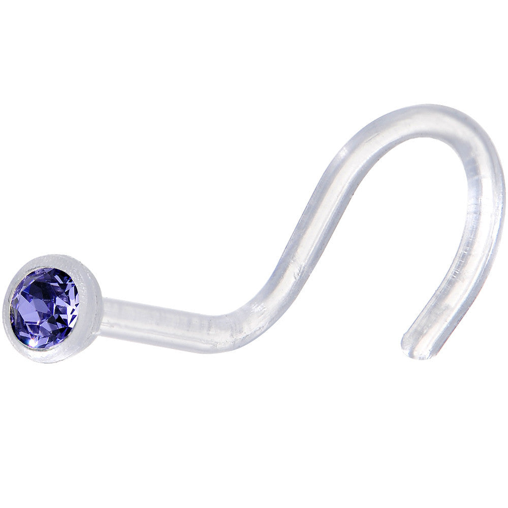 Tanzanite Clear Bioplast Nose Screw Created with Crystals