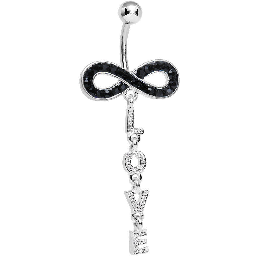 Black Cubic Zirconia Love Sparkles to Infinity Dangle Belly Ring