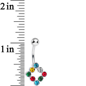 Multicolored Gem Universal Flux Inverse Square Belly Ring