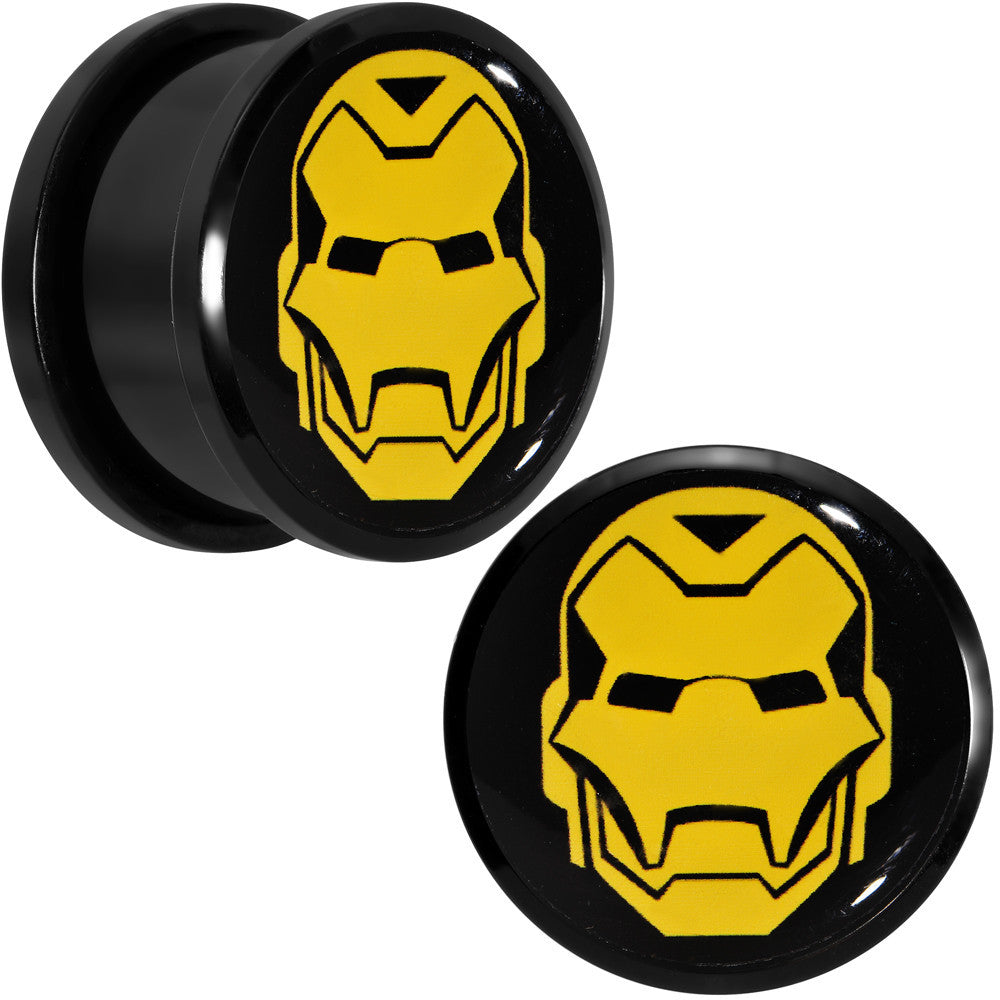 3/4 Licensed Iron Man Acrylic Screw Fit Plugs Set