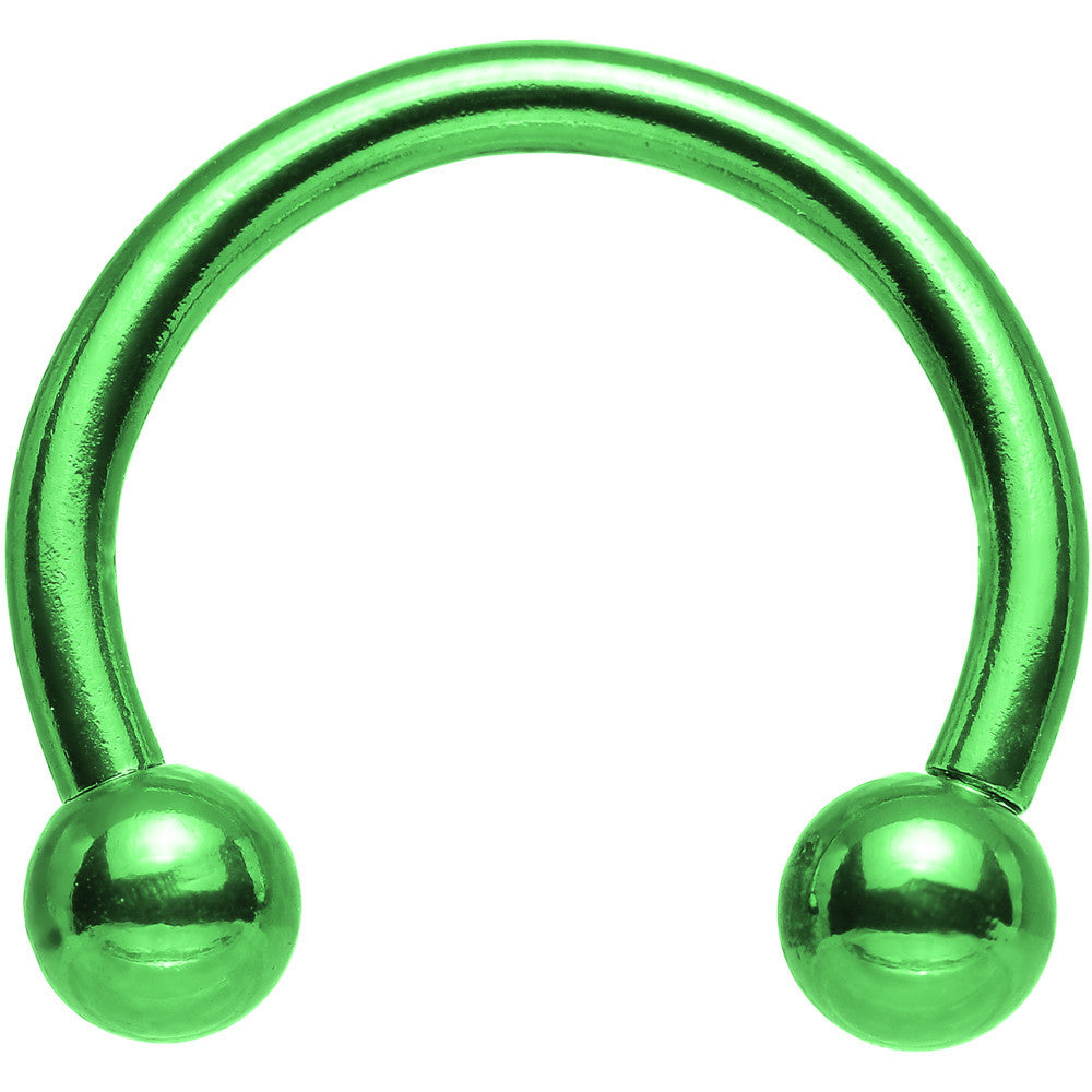 14 Gauge 1/2 Apple Green Anodized Horseshoe Circular Barbell