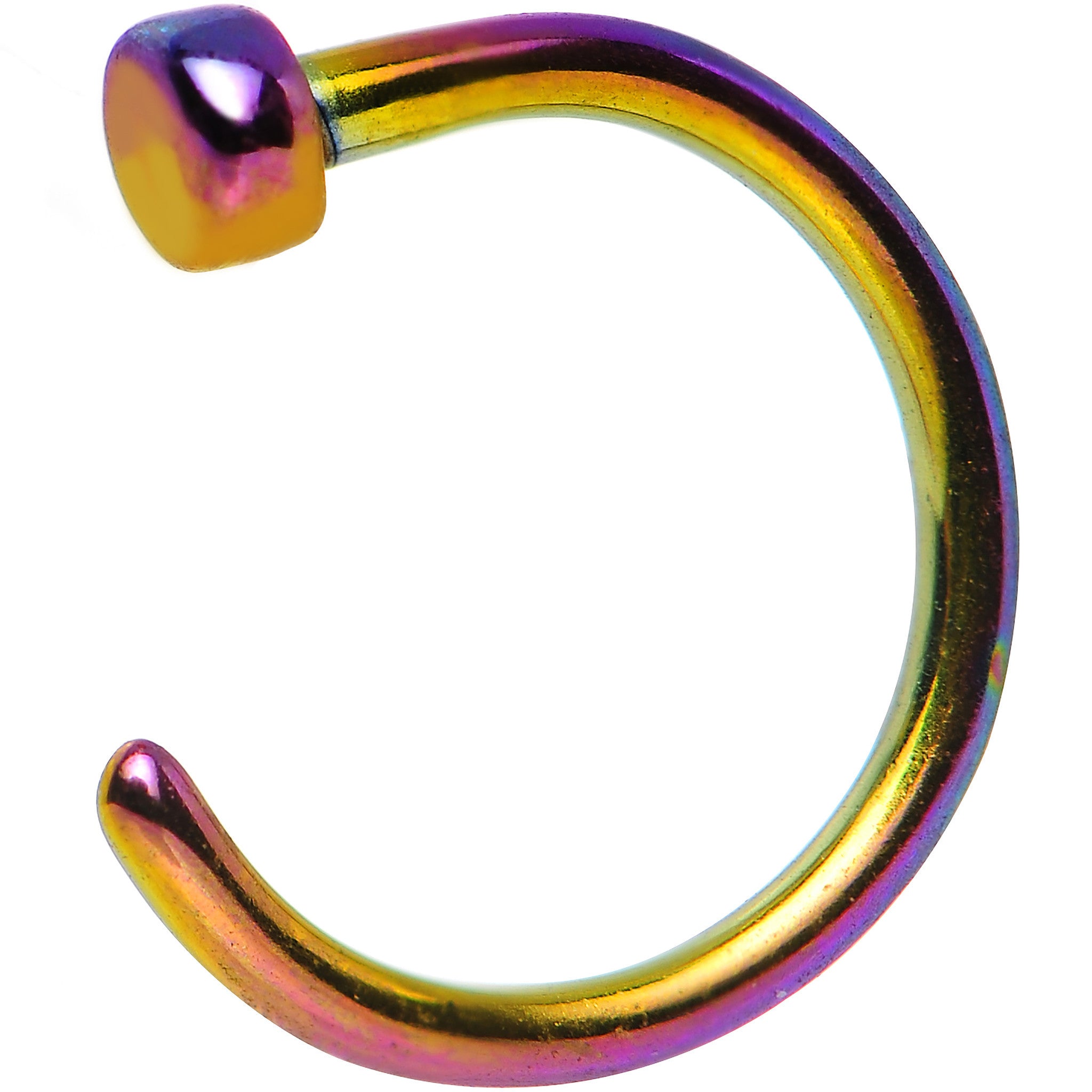 20 Gauge 1/4 Rainbow Anodized Titanium Nose Hoop