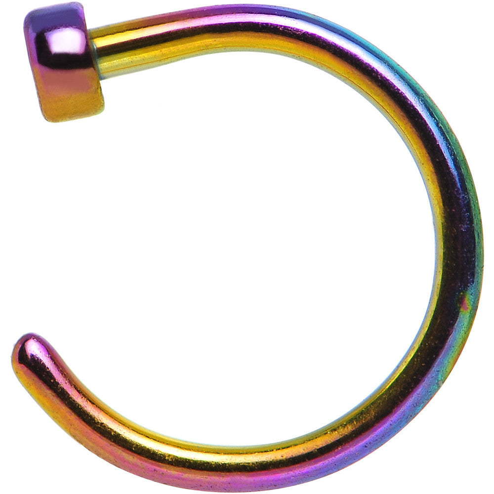 20 Gauge 1/4 Rainbow Anodized Titanium Nose Hoop