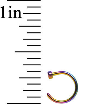 20 Gauge 1/4 Rainbow Anodized Titanium Nose Hoop