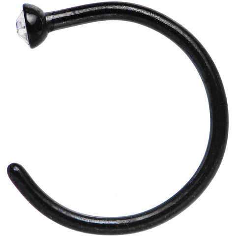 20 Gauge 5/16 Clear Gem Black Anodized Titanium Nose Hoop – BodyCandy