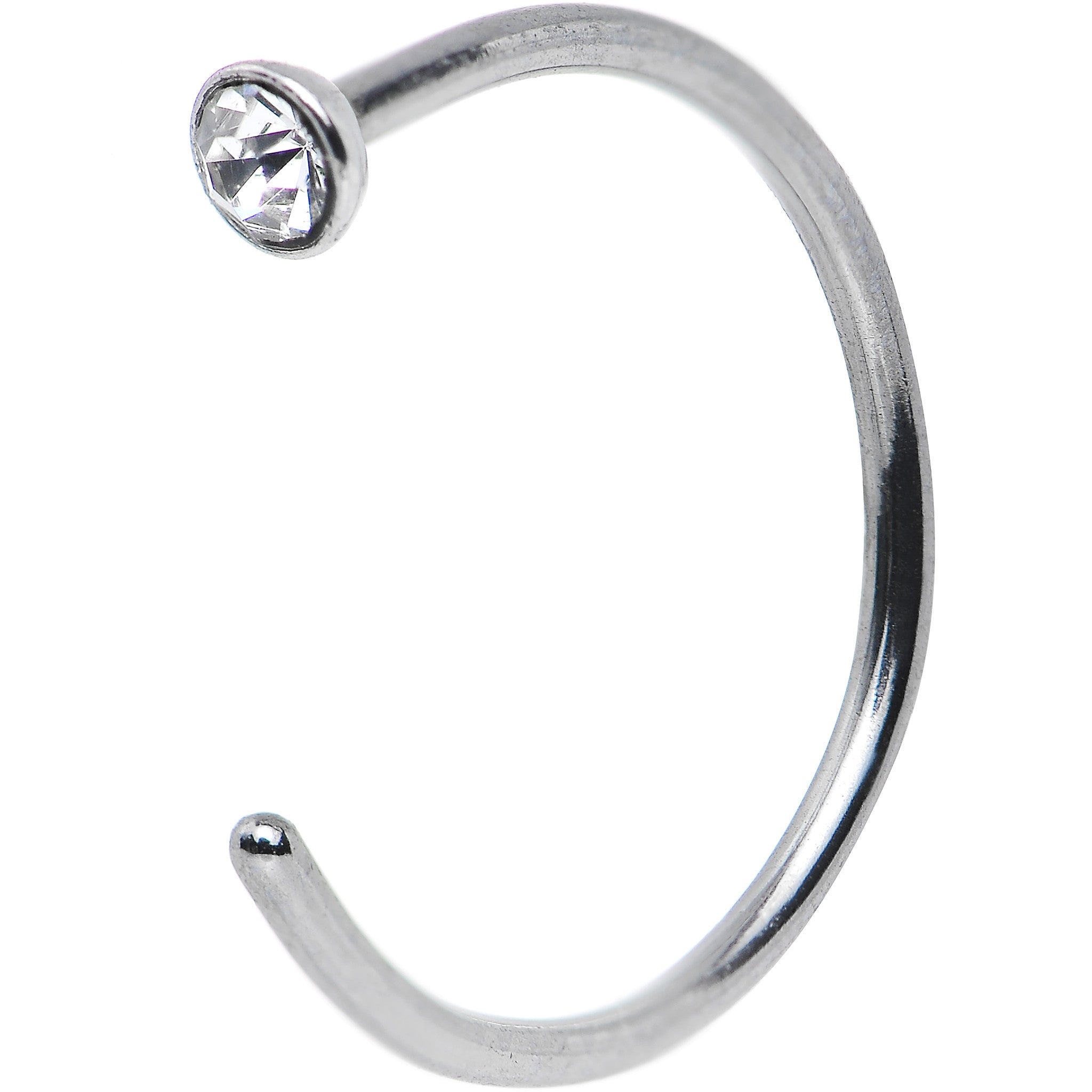 20 Gauge 3/8 Clear Gem Stainless Steel Nose Hoop