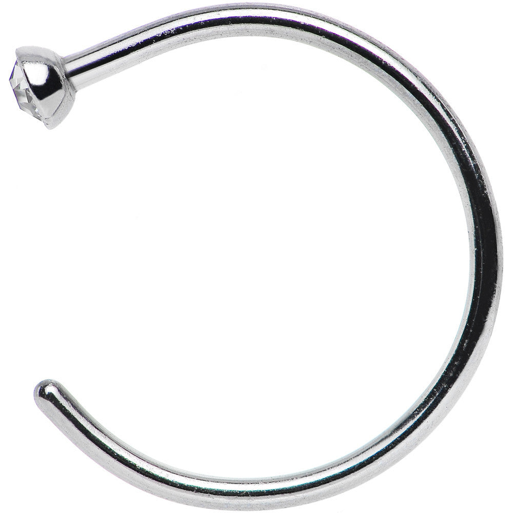 20 Gauge 3/8 Clear Gem Stainless Steel Nose Hoop