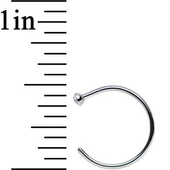 20 Gauge 3/8 Clear Gem Stainless Steel Nose Hoop