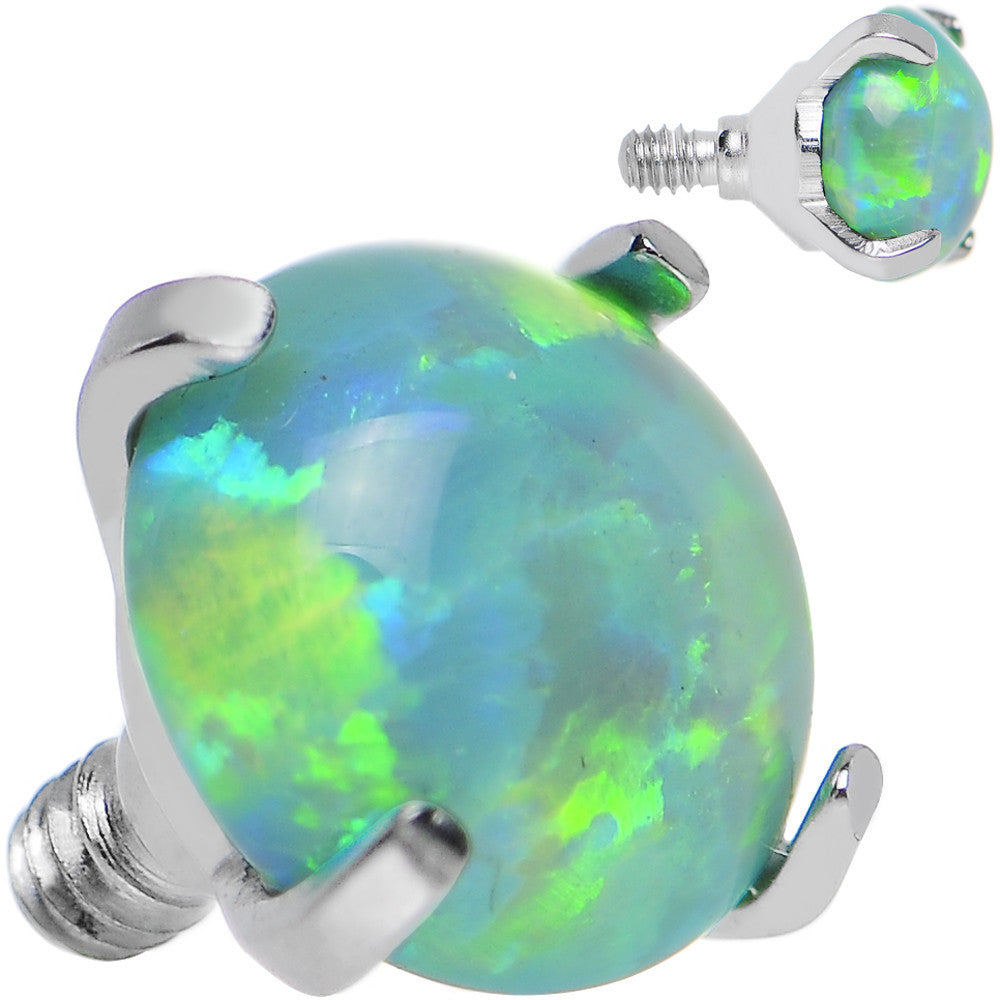 14 Gauge 5mm Faux Green Prong Set Opal Titanium Dermal Top