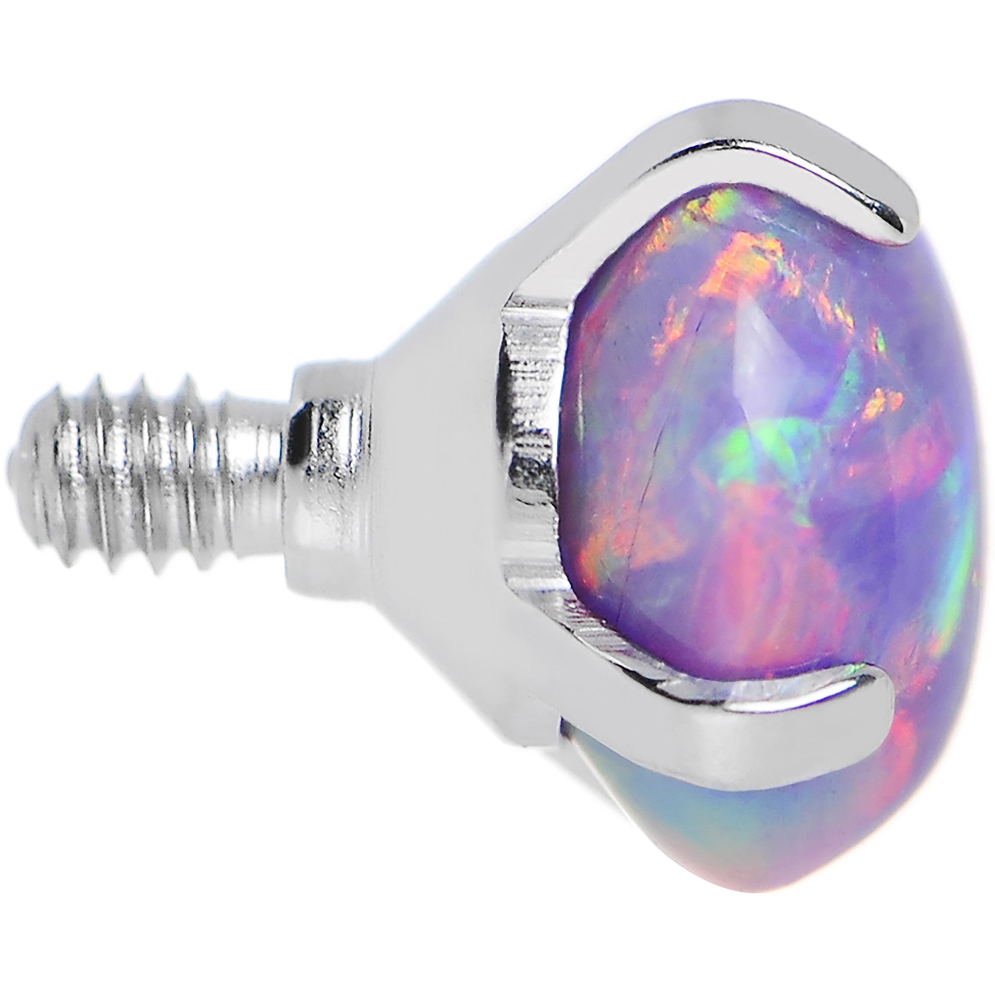 14 Gauge 5mm Faux Purple Prong Set Opal Titanium Dermal Top