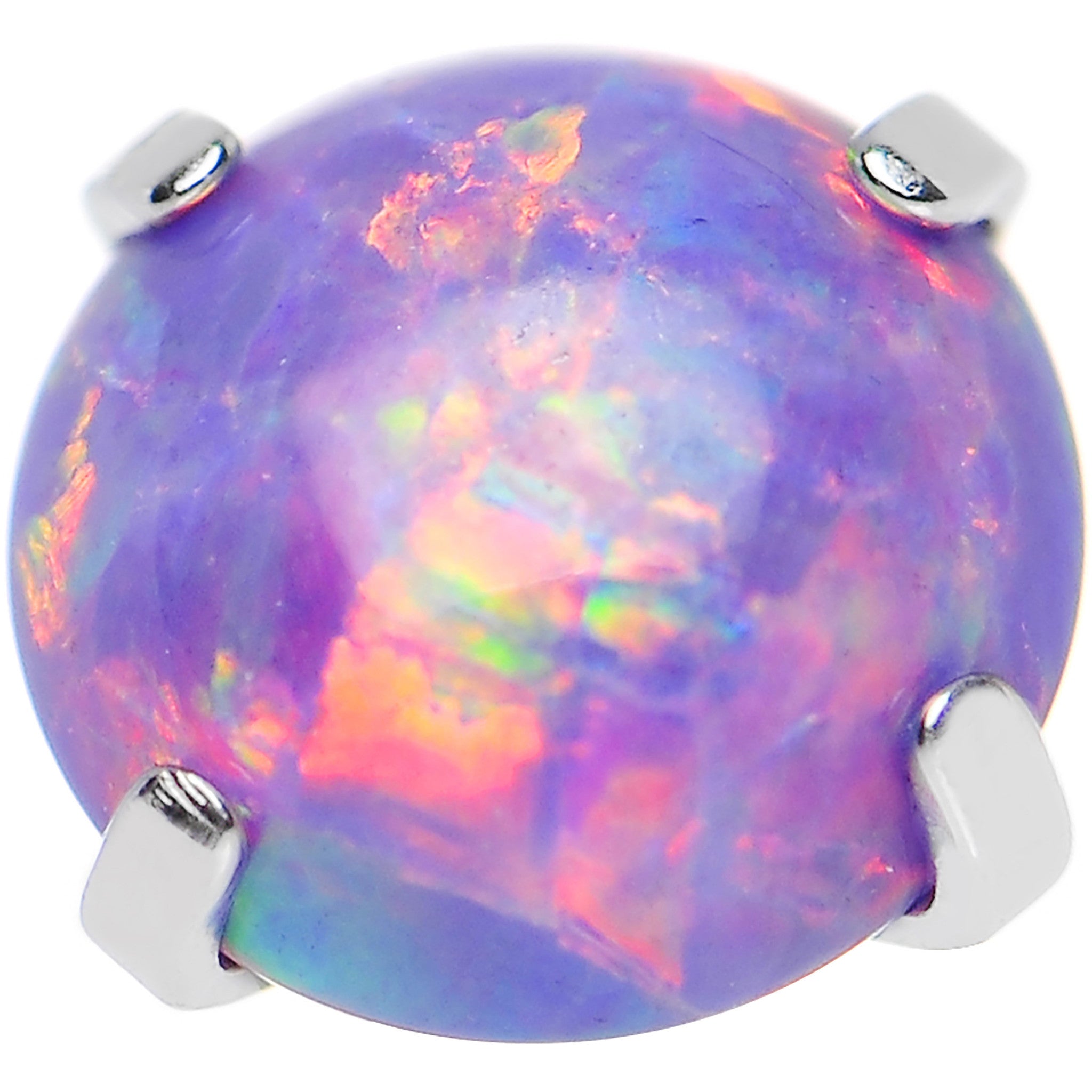 14 Gauge 5mm Faux Purple Prong Set Opal Titanium Dermal Top